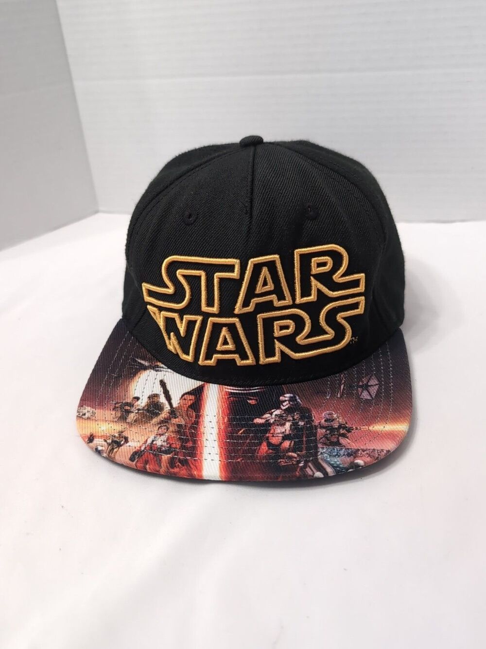 Star Wars Embroidered 3D Hat/ Cap Snap Back battle scene Wool Black Flat Bill